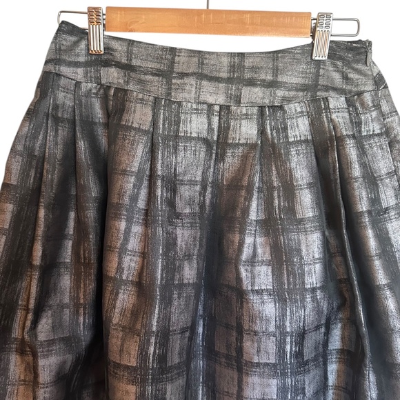 Vintage 00s Forever Love 21 Silver Window Pane Print Pleated Skirt Medium - Picture 3 of 6